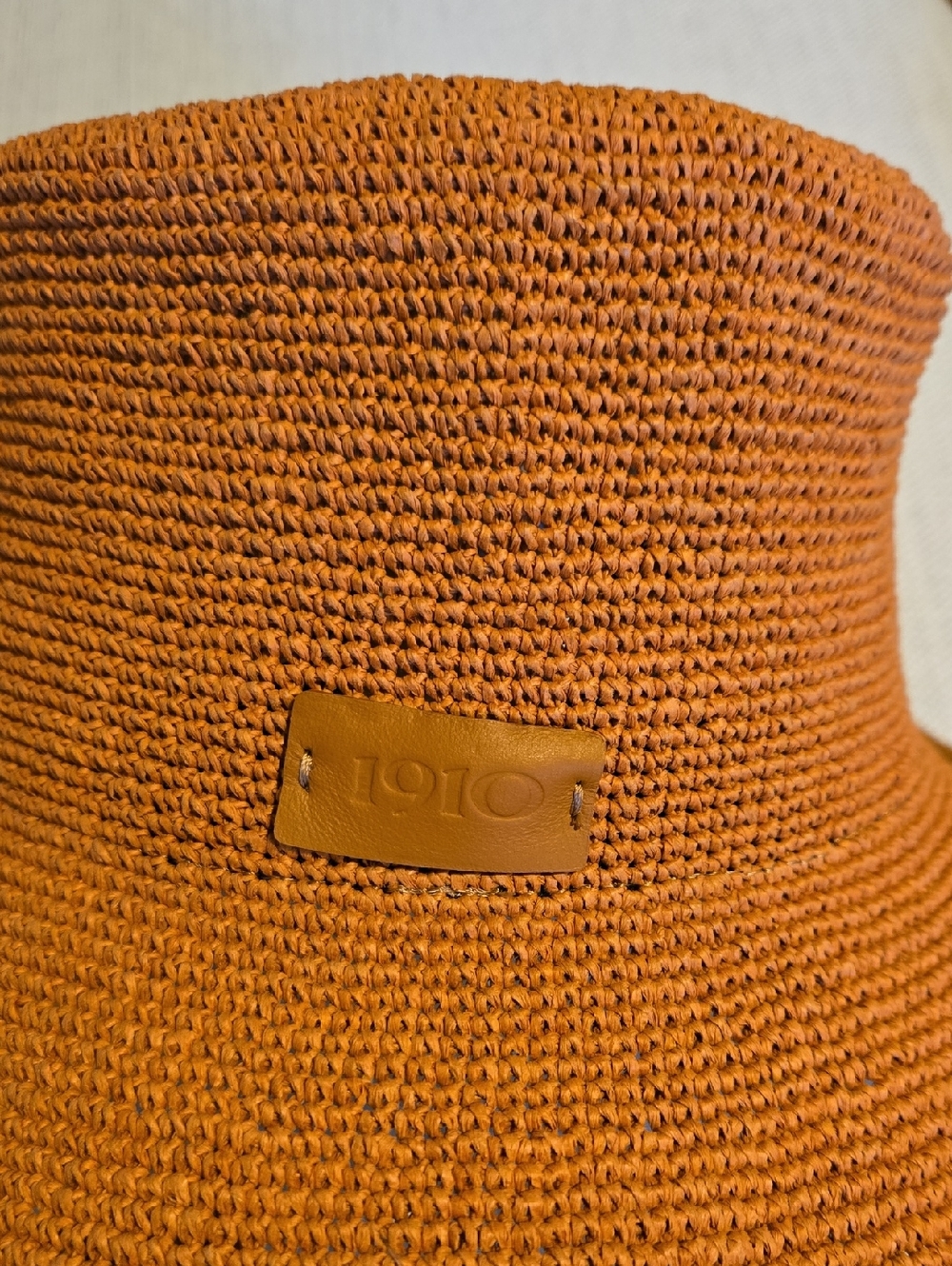 Catarzi 1910 Wide Brim Crochet 'Sao Paulo' Crochet Sun Hat - Rust Orange - Picture 6 of 6
